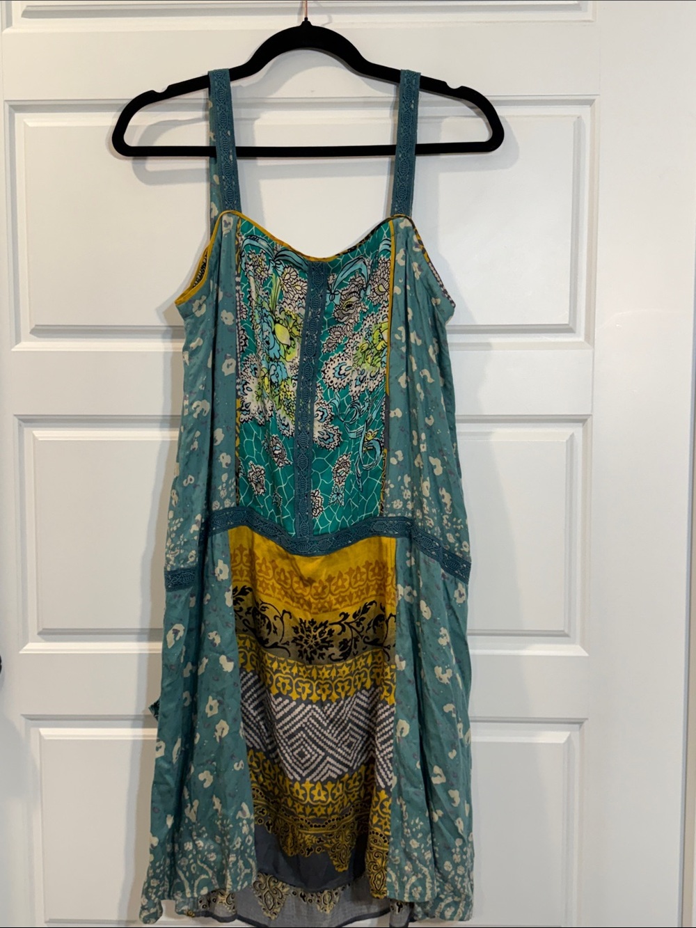 Tiny for Anthropologie Scarf Printed Tunic Dress Crochet Front Pockets Small - Picture 6 of 6
